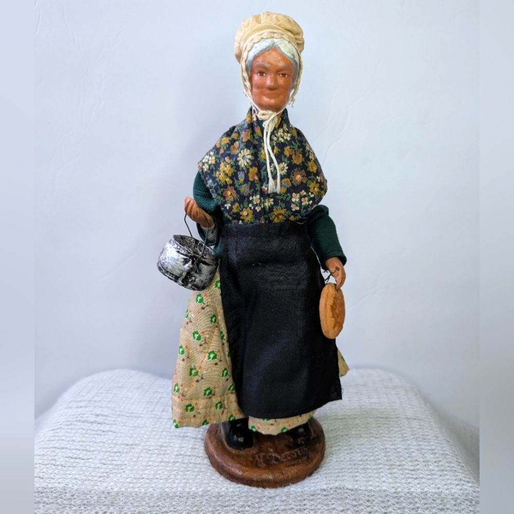 Terra Cotta Clay Doll Figure Old Woman French Peasant